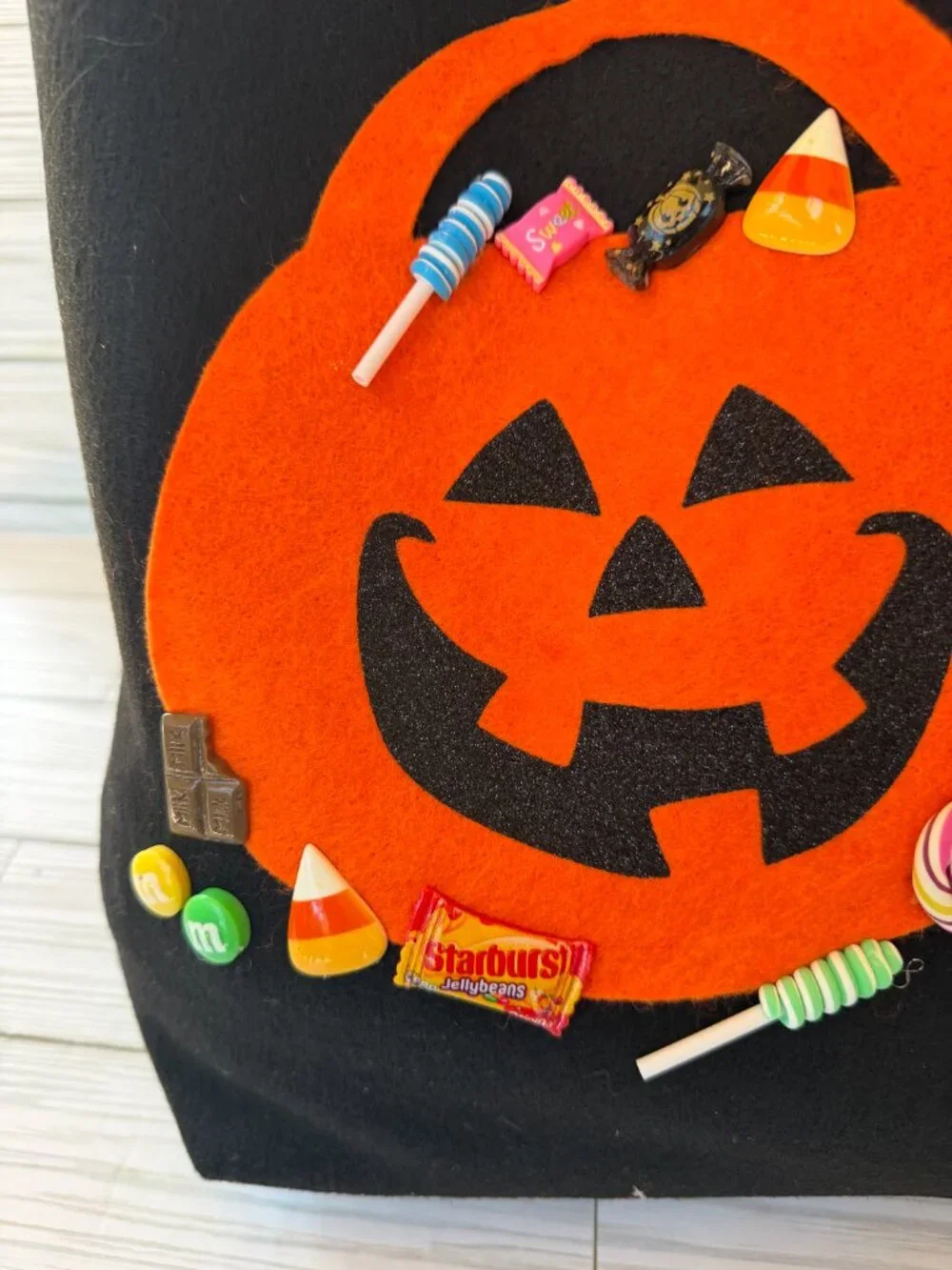 Pumpkin Halloween Treat Bag, Handmade Felt Trick or Treat Bag, Kids Halloween